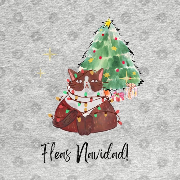 Fleas Navidad! (Feliz Navidad) Merry Christmas Festive Cat by LoveofDog